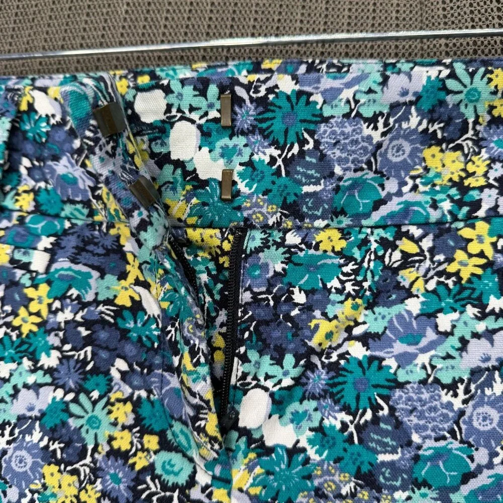 Ann Taylor Loft Marisa Womens Size 4 Blue Floral Cropped Pants Business Casual - Picture 7 of 10